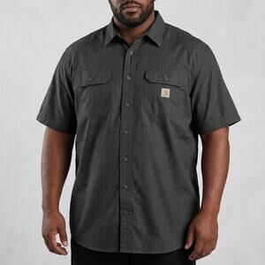 Carhartt Men's Short Sleeve Button Down Work Shirt 104369 Loose Fit Black 2XL Ta